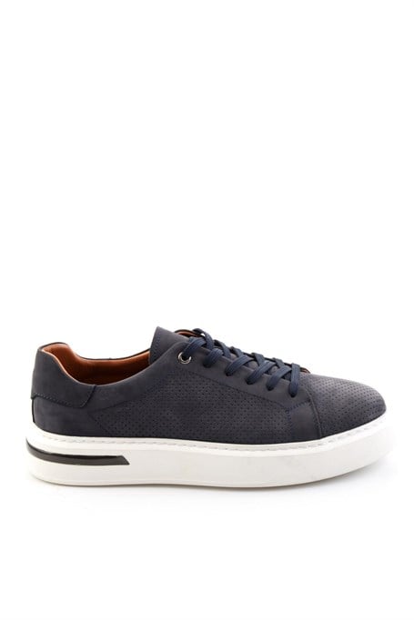 Lacivert Hakiki Deri Erkek Sneaker E01396200701