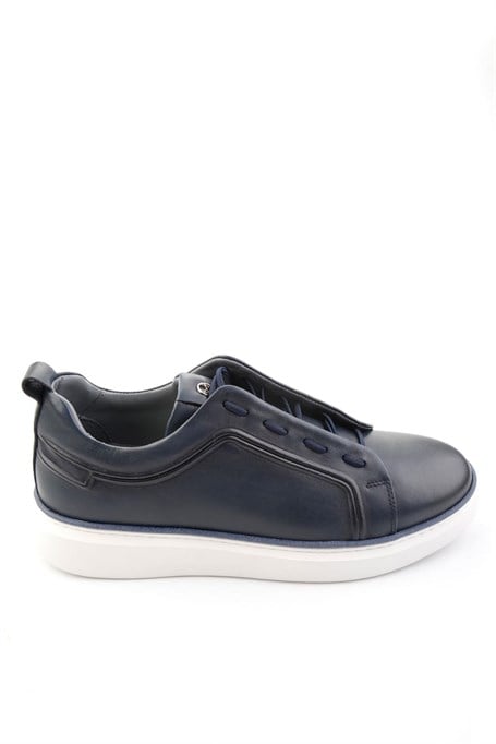 Lacivert Hakiki Deri Erkek Sneaker E01398028043