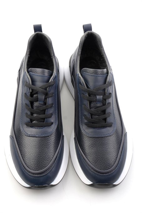 Lacivert Hakiki Deri Erkek Sneaker E01958176543