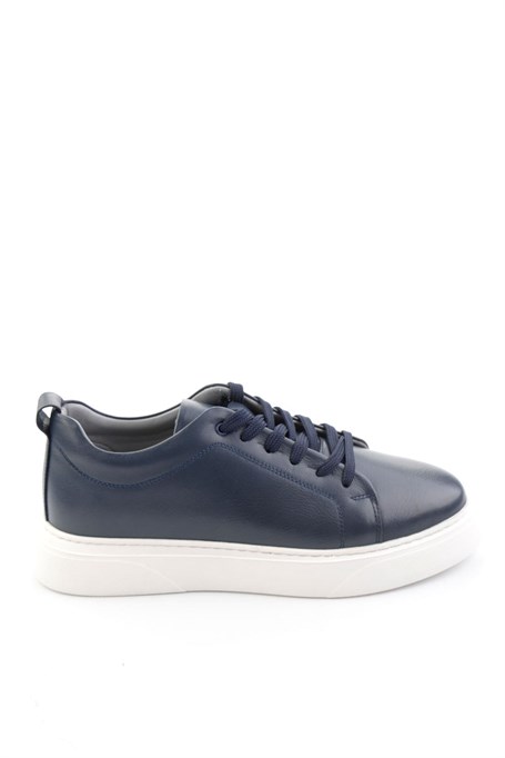 Lacivert Hakiki Deri Erkek Sneaker E01082102043