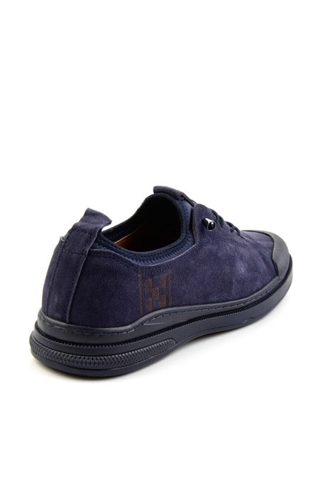 Lacivert Hakiki Deri Erkek Sneaker E01084240802
