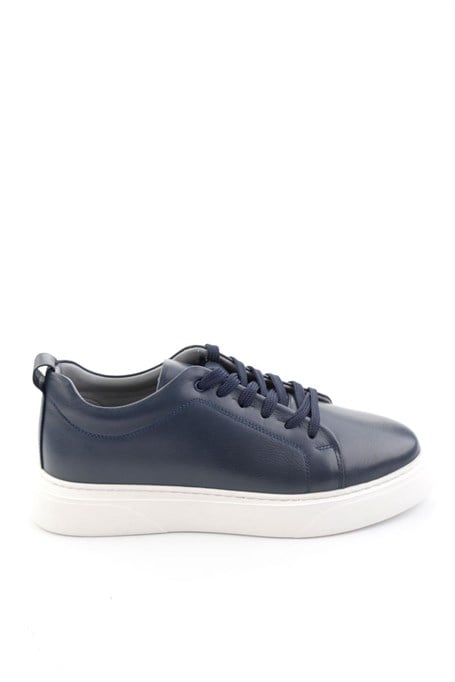 Lacivert Hakiki Deri Erkek Sneaker E01082102043