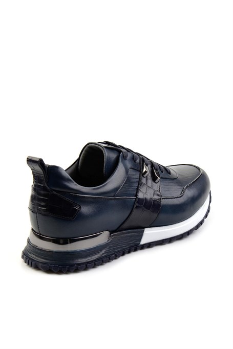 Lacivert Hakiki Deri Erkek Sneaker E01075616603