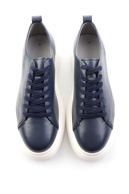 Lacivert Hakiki Deri Erkek Sneaker E01593202503