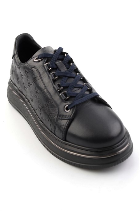 Lacivert Hakiki Deri Erkek Sneaker E01398023103