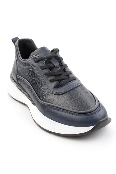 Lacivert Hakiki Deri Erkek Sneaker E01958176543
