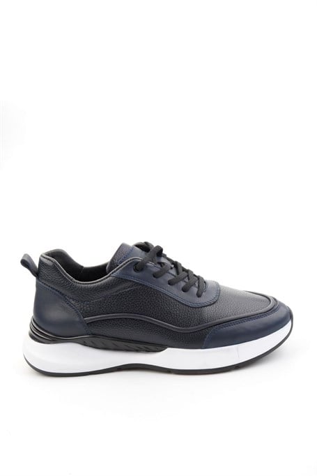 Lacivert Hakiki Deri Erkek Sneaker E01958176543