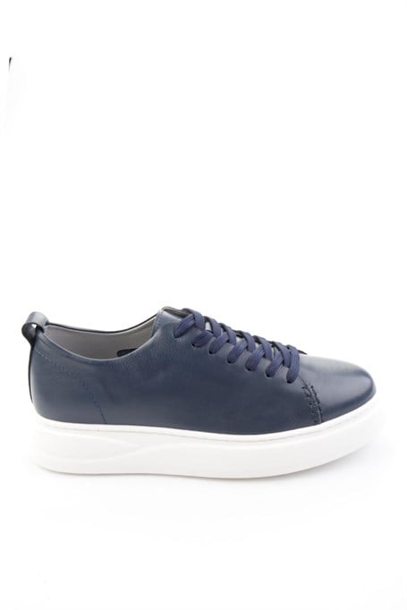 Lacivert Hakiki Deri Erkek Sneaker E01593202503
