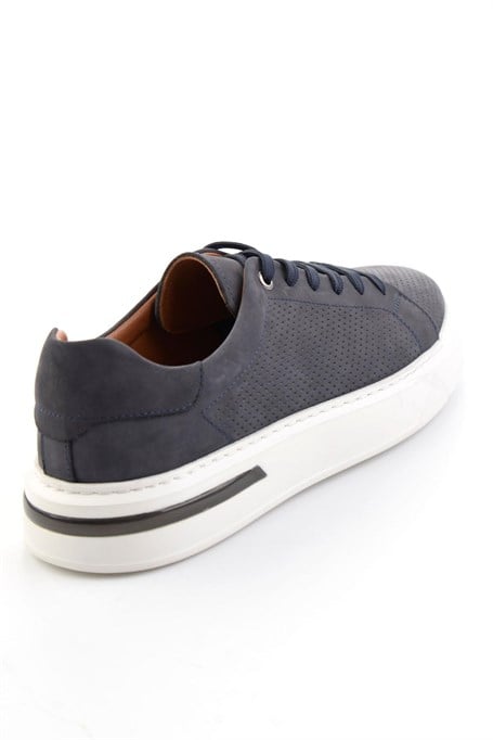 Lacivert Hakiki Deri Erkek Sneaker E01396200701