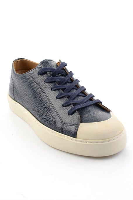 Lacivert Hakiki Deri Erkek Sneaker E01549003440