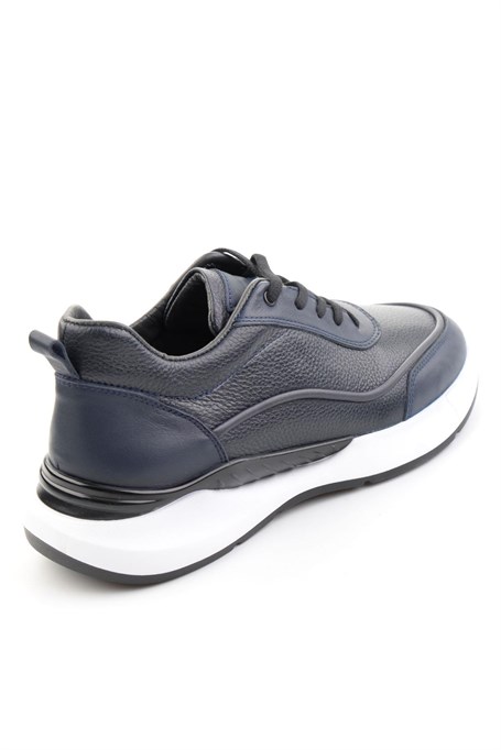 Lacivert Hakiki Deri Erkek Sneaker E01958176543