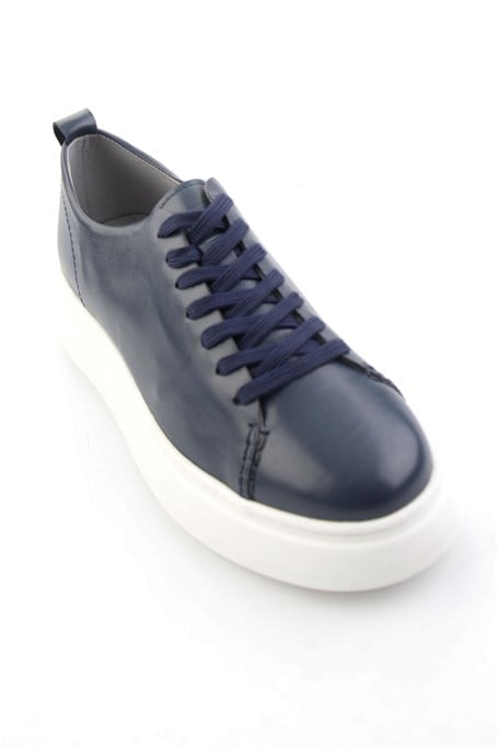 Lacivert Hakiki Deri Erkek Sneaker E01593202503