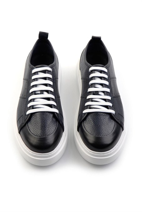 Lacivert Hakiki Deri Erkek Sneaker E01083018003