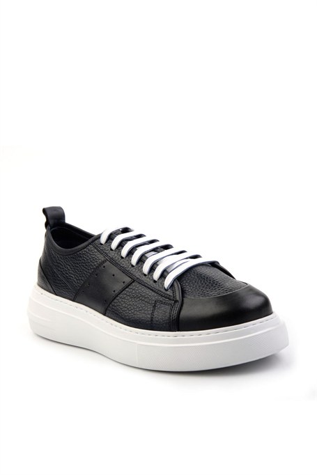 Lacivert Hakiki Deri Erkek Sneaker E01083018003