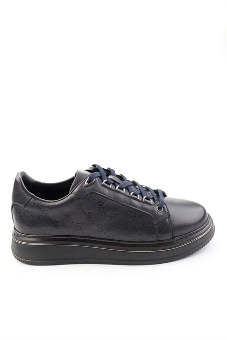 Lacivert Hakiki Deri Erkek Sneaker E01398023103