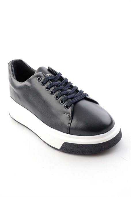 Lacivert Napa Hakiki Deri Erkek Sneaker E01401021443