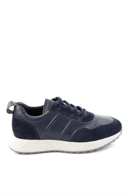 Lacivert Napa Hakiki Deri Erkek Sneaker E01774057943