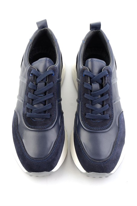Lacivert Napa Hakiki Deri Erkek Sneaker E01774057943
