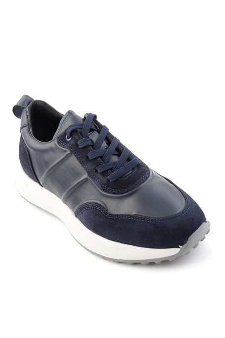 Lacivert Napa Hakiki Deri Erkek Sneaker E01774057943