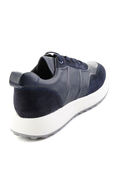 Lacivert Napa Hakiki Deri Erkek Sneaker E01774057943