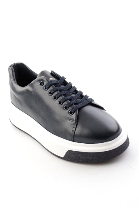 Lacivert Napa Hakiki Deri Erkek Sneaker E01401021443