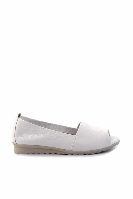 Mat Beyaz Hakiki Deri Kadın Espadril K01582664003