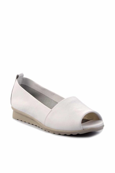 Mat Beyaz Hakiki Deri Kadın Espadril K01582664003