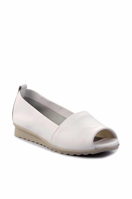 Mat Beyaz Hakiki Deri Kadın Espadril K01582664003