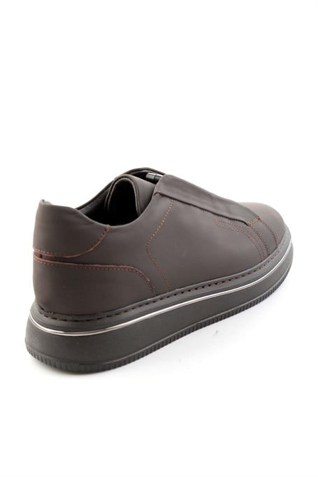 Mat Kahve Hakiki Deri Erkek Sneaker E01774101503