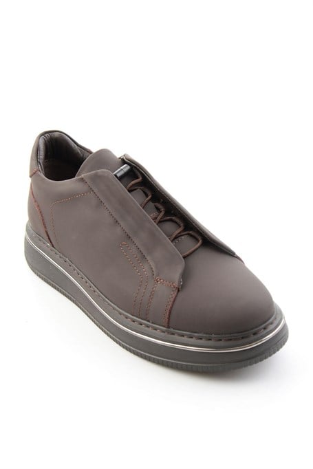 Mat Kahve Hakiki Deri Erkek Sneaker E01774101503