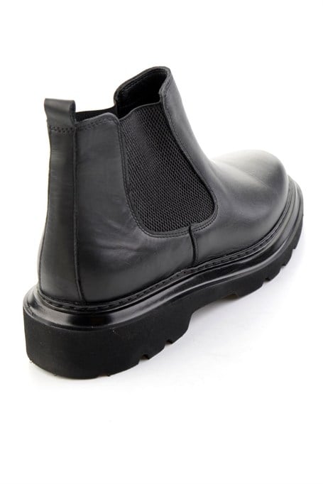 Siyah Antik Hakiki Deri Erkek Bot & Bootie E02082047941