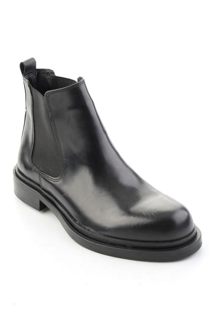 Siyah Antik Hakiki Deri Erkek Bot & Bootie E02600000341