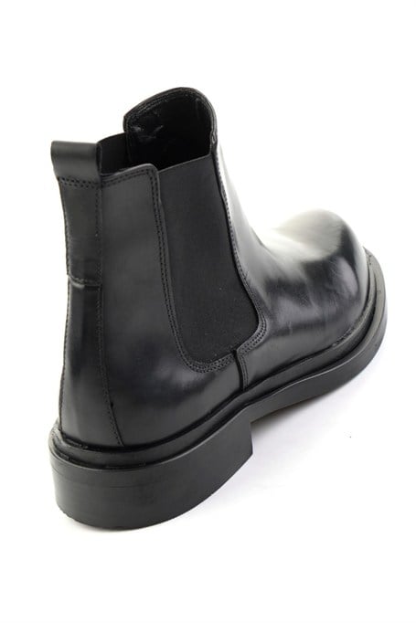 Siyah Antik Hakiki Deri Erkek Bot & Bootie E02600000341
