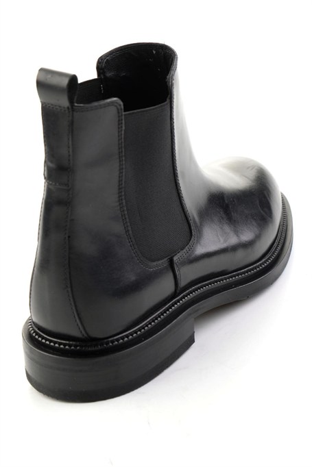 Siyah Antik Hakiki Deri Erkek Bot & Bootie E02600004641