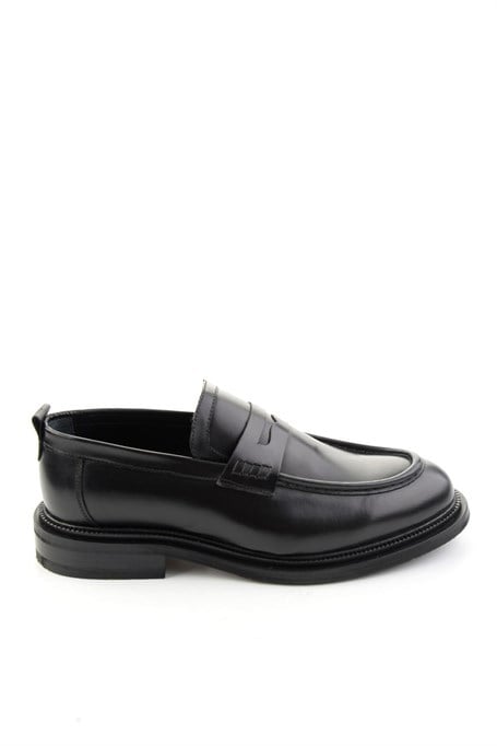 Siyah Antik Hakiki Deri Erkek Loafer Ayakkabı E01600301341