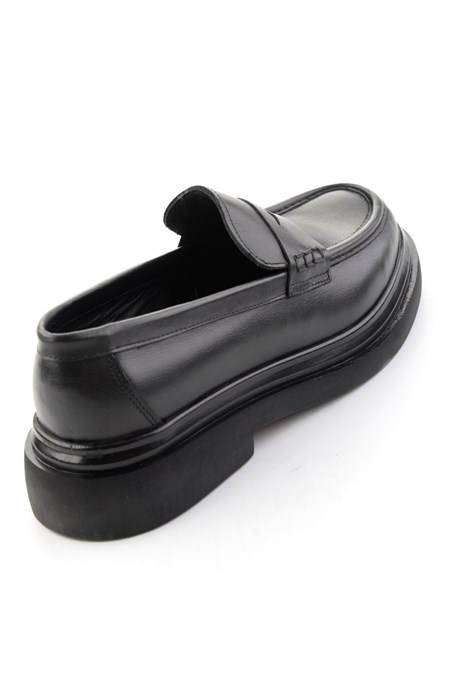 Siyah Antik Hakiki Deri Erkek Loafer Ayakkabı E01820604841
