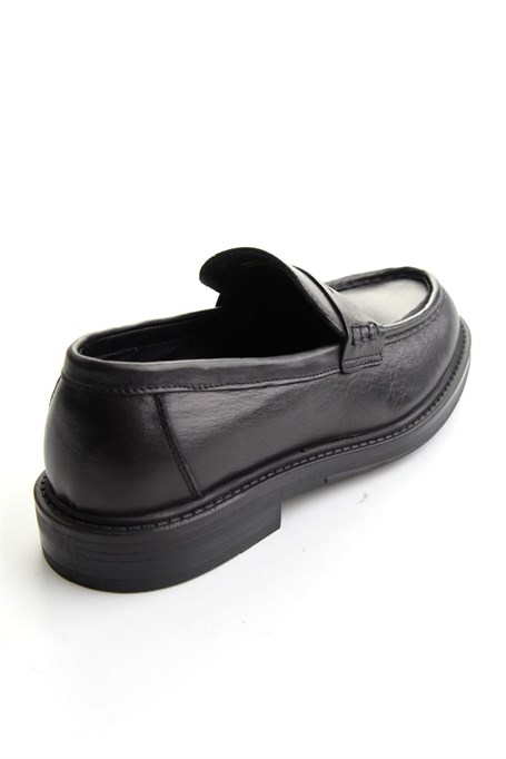 Siyah Antik Hakiki Deri Erkek Loafer Ayakkabı E01820604041