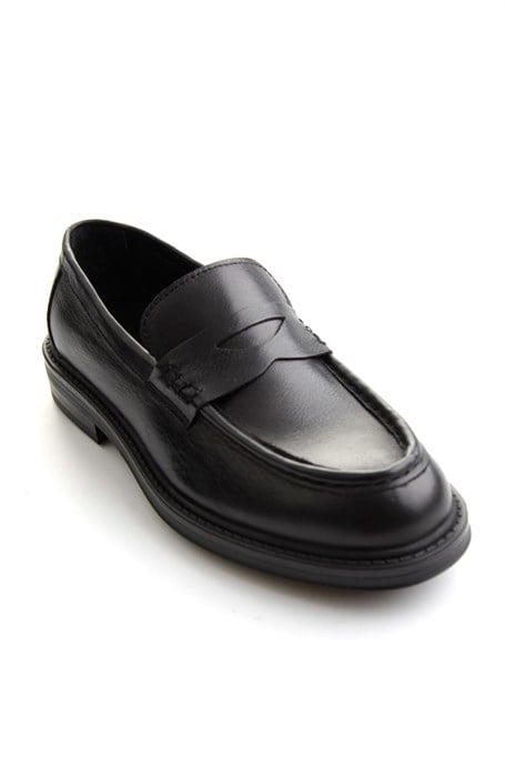 Siyah Antik Hakiki Deri Erkek Loafer Ayakkabı E01820604041