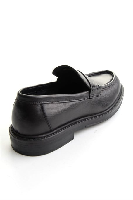 Siyah Antik Hakiki Deri Erkek Loafer Ayakkabı E01820604041