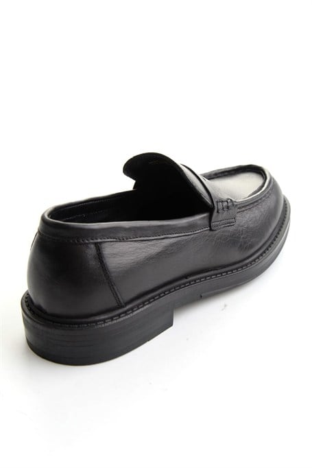 Siyah Antik Hakiki Deri Erkek Loafer Ayakkabı E01820604041