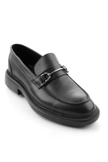 Siyah Antik Hakiki Deri Erkek Loafer Ayakkabı E01054020441