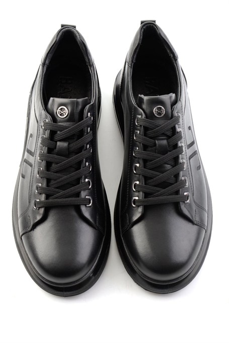 Siyah Antik Hakiki Deri Erkek Sneaker E01398203041