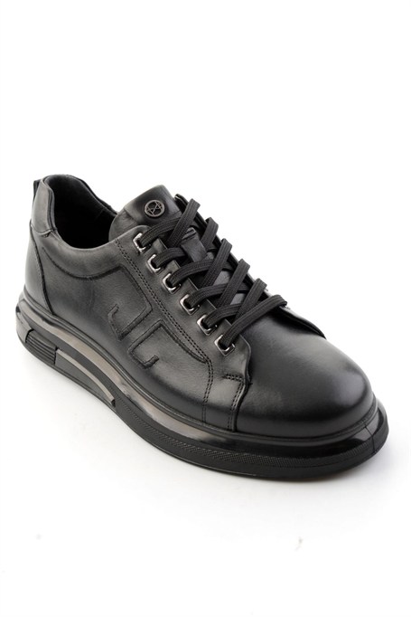 Siyah Antik Hakiki Deri Erkek Sneaker E01398203041