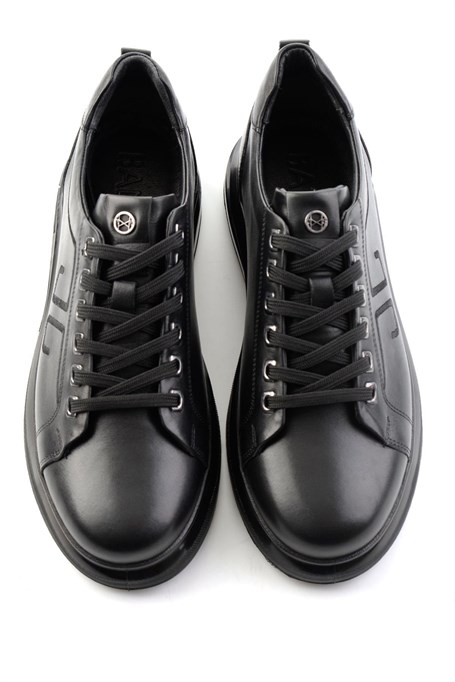 Siyah Antik Hakiki Deri Erkek Sneaker E01398203041