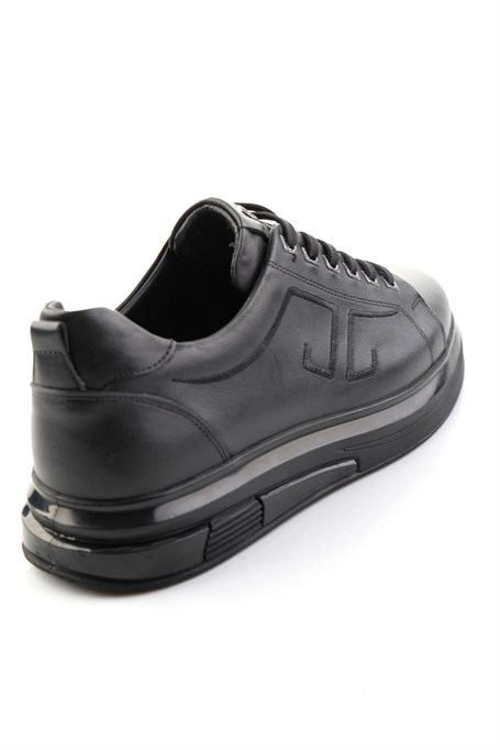 Siyah Antik Hakiki Deri Erkek Sneaker E01398203041