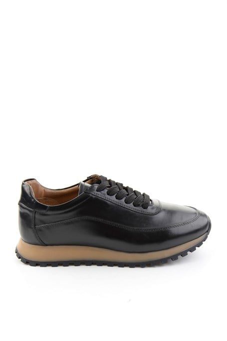 Siyah Antik Hakiki Deri Erkek Sneaker E01600003541