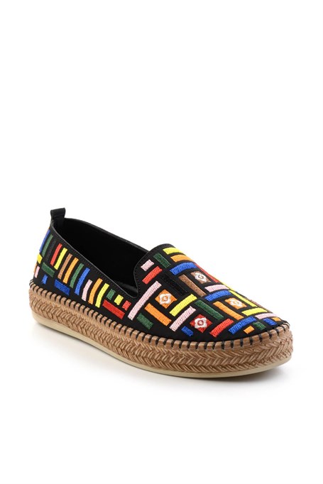 Siyah Çok Renkli  Kadın Espadril K01309600504