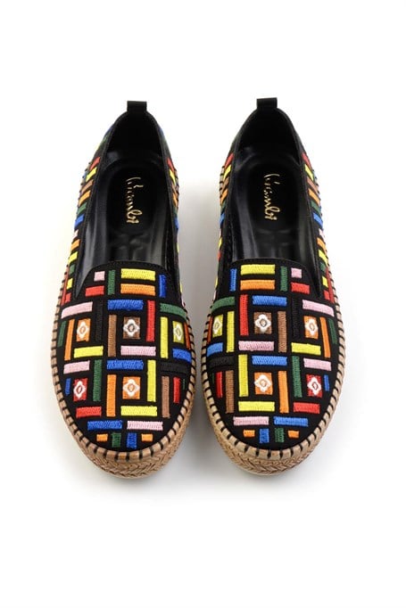 Siyah Çok Renkli  Kadın Espadril K01309600504