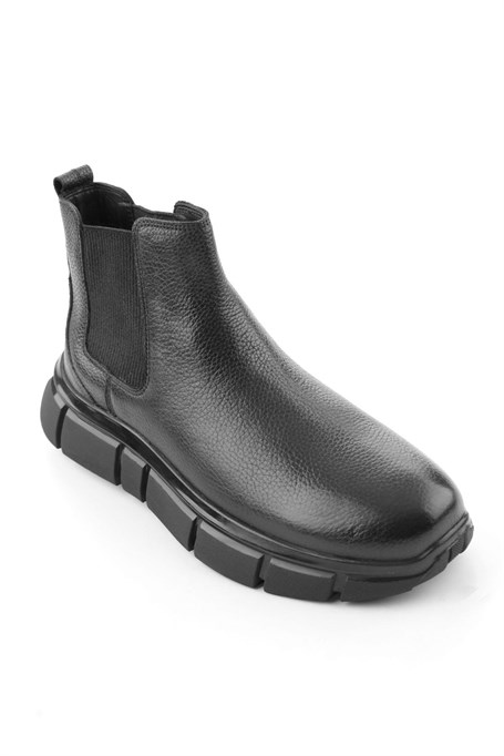 Siyah Floter Hakiki Deri Erkek Bot & Bootie E02820204740