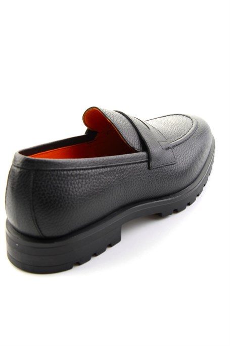 Siyah Floter Hakiki Deri Erkek Loafer Ayakkabı E01648622340